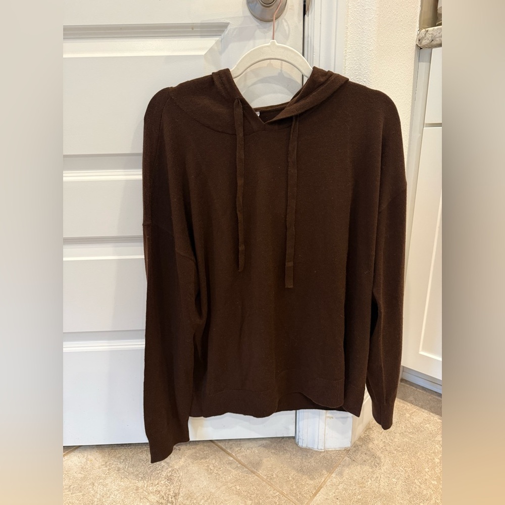 Luxury Collection Cashmere Blend Hoodie Chocolate Brown L minimalist, lounge
